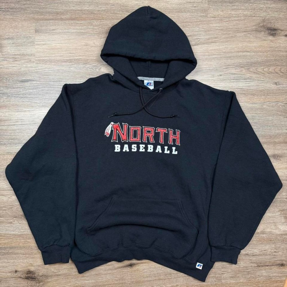 black russell athletic north baseball graphic hoodie